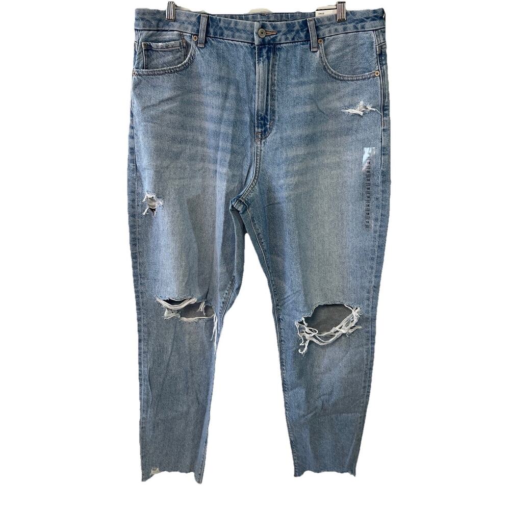 American Eagle Curvy Mom Jeans 18 Long Super High Rise Distressed NWT 38x31‎